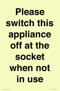 Please switch this appliance off at the socket when not in use